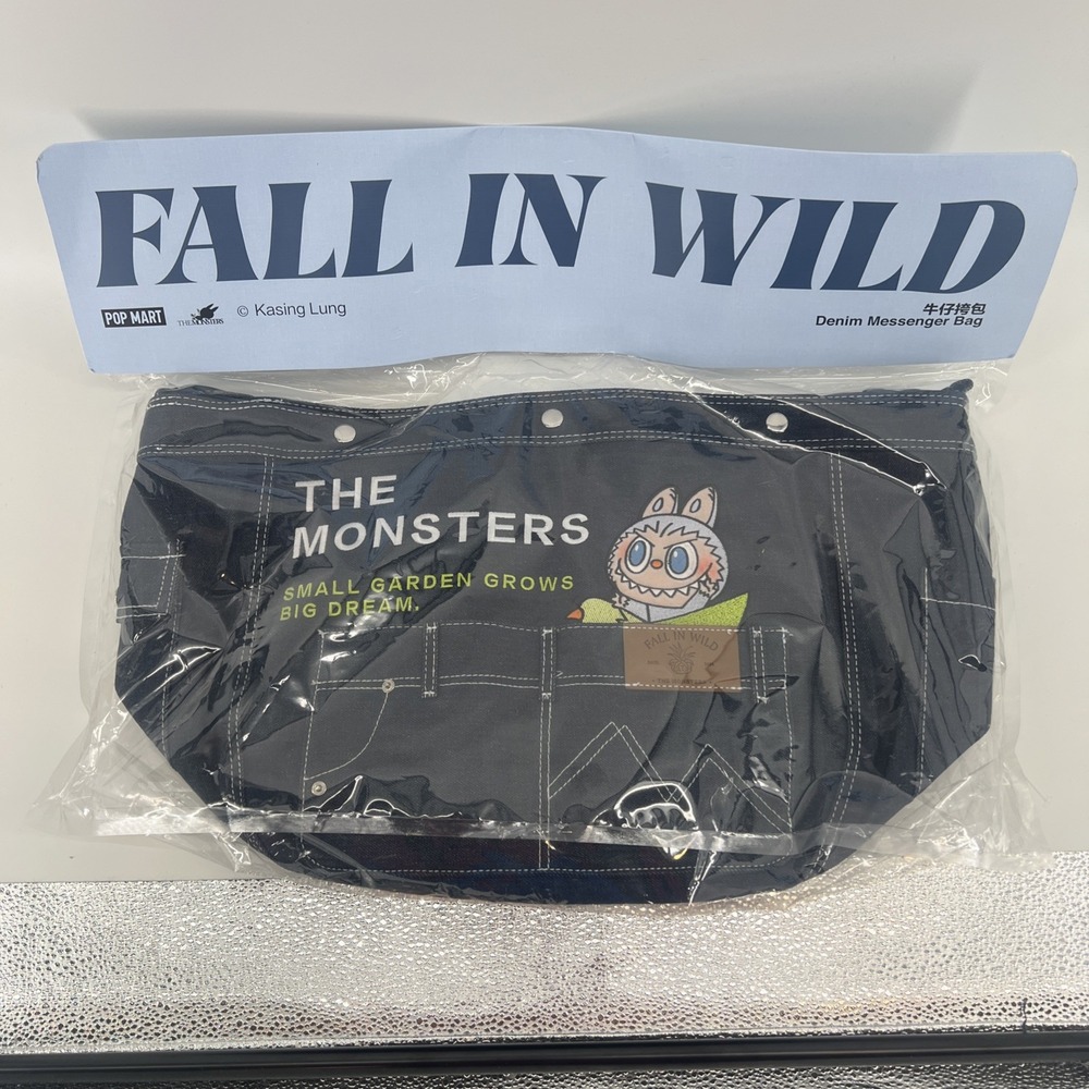 POP MART THE MONSTERS Fall In Wild Series Denim Messenger Bag Labubu NWT Sealed